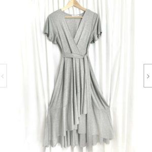 Chris & Carol Gray Asymmetric Midi Dress with Ruffles. Size S. New